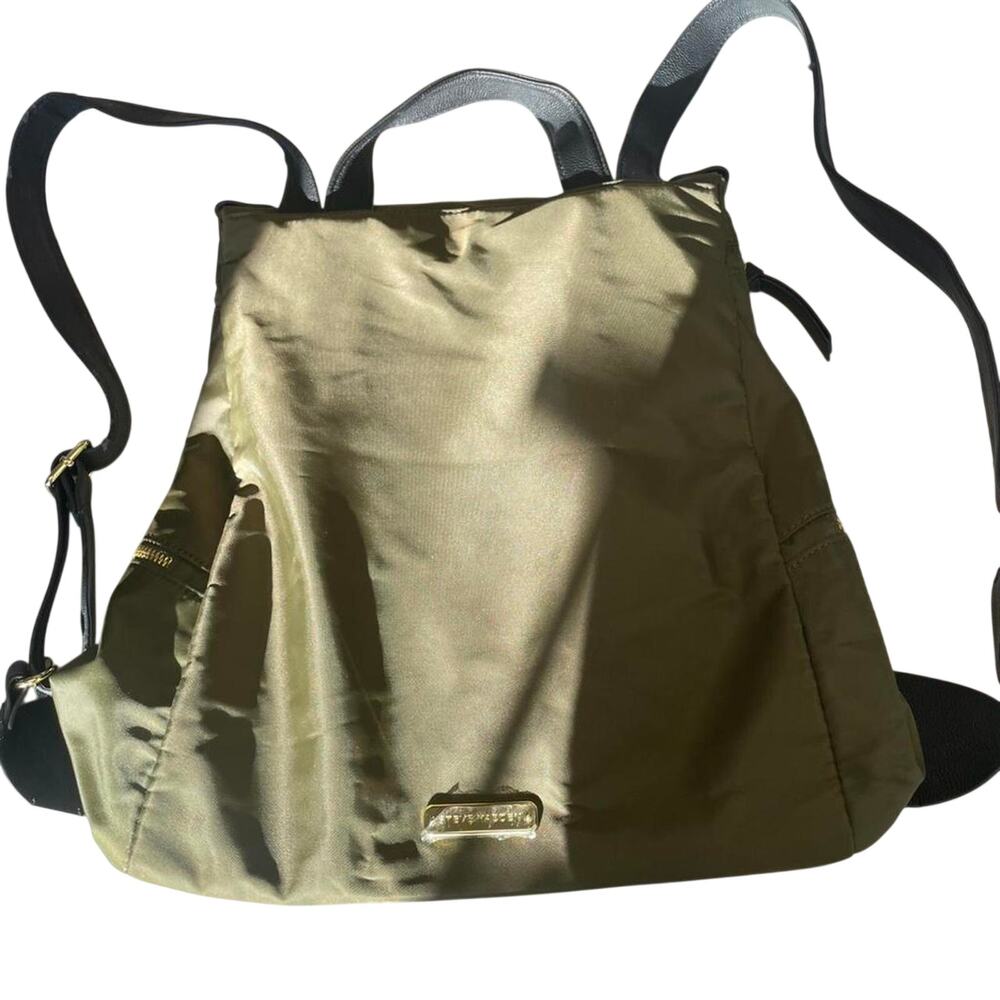 Khaki and green backpack